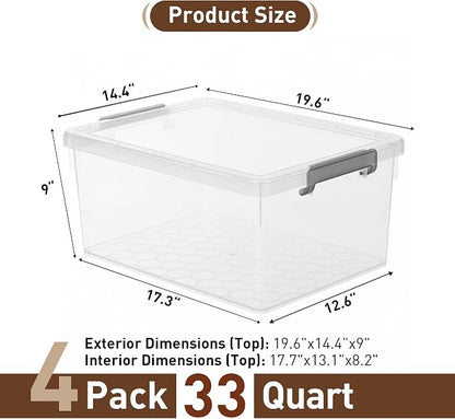 Citylife 33 Qt Ultra-Thick Clear Plastic Storage Bins - Image 3
