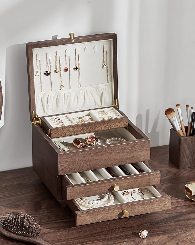CHOSIN Wooden Jewelry Box, 3 Layer Large Jewelry Organizer - Image 2