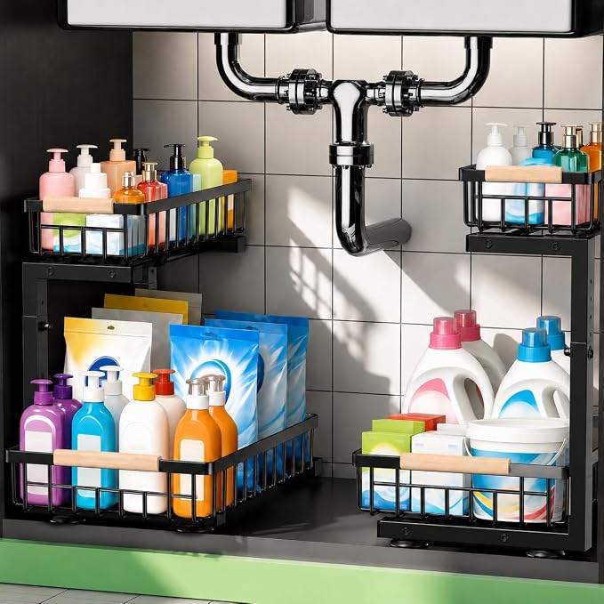 Under Sink Organizer, Pull Out Kitchen Storage Cabinet Organizer, Adjustable by Unknown