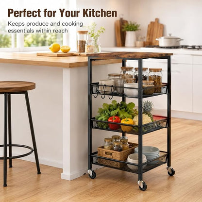 Homleke 4-Tier Rolling Kitchen Storage Cart, Utility Cart - Image 5