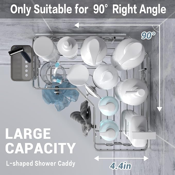 Corner Shower Caddy Bathroom Organizer: AKTECKE 2 Pack Adhesive Shelf Decor- No - Image 2