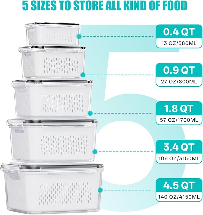 HOMETALL 5 Pack Fruit Storage Containers - Image 3
