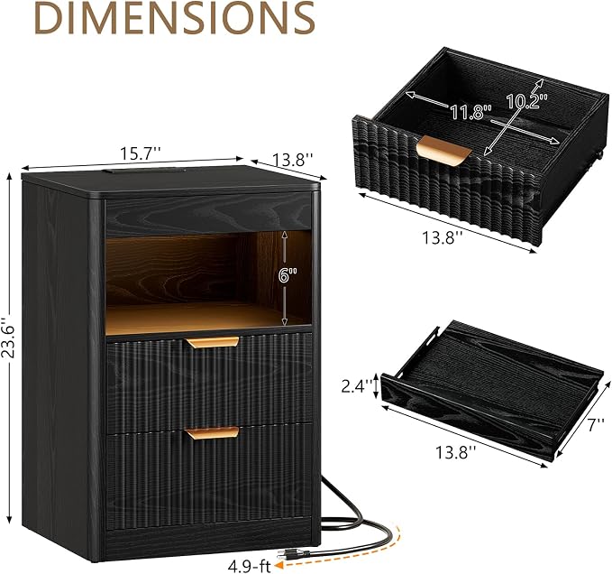 REAHOME Fluted Nightstand Set of 2 - Image 2