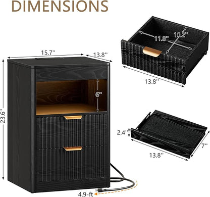 REAHOME Fluted Nightstand Set of 2 - Image 2