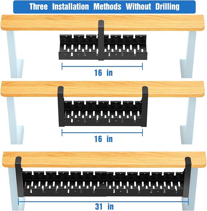 No Drilling Extendable Under Desk Cable Management, Metal Cable Management Tray - Image 3