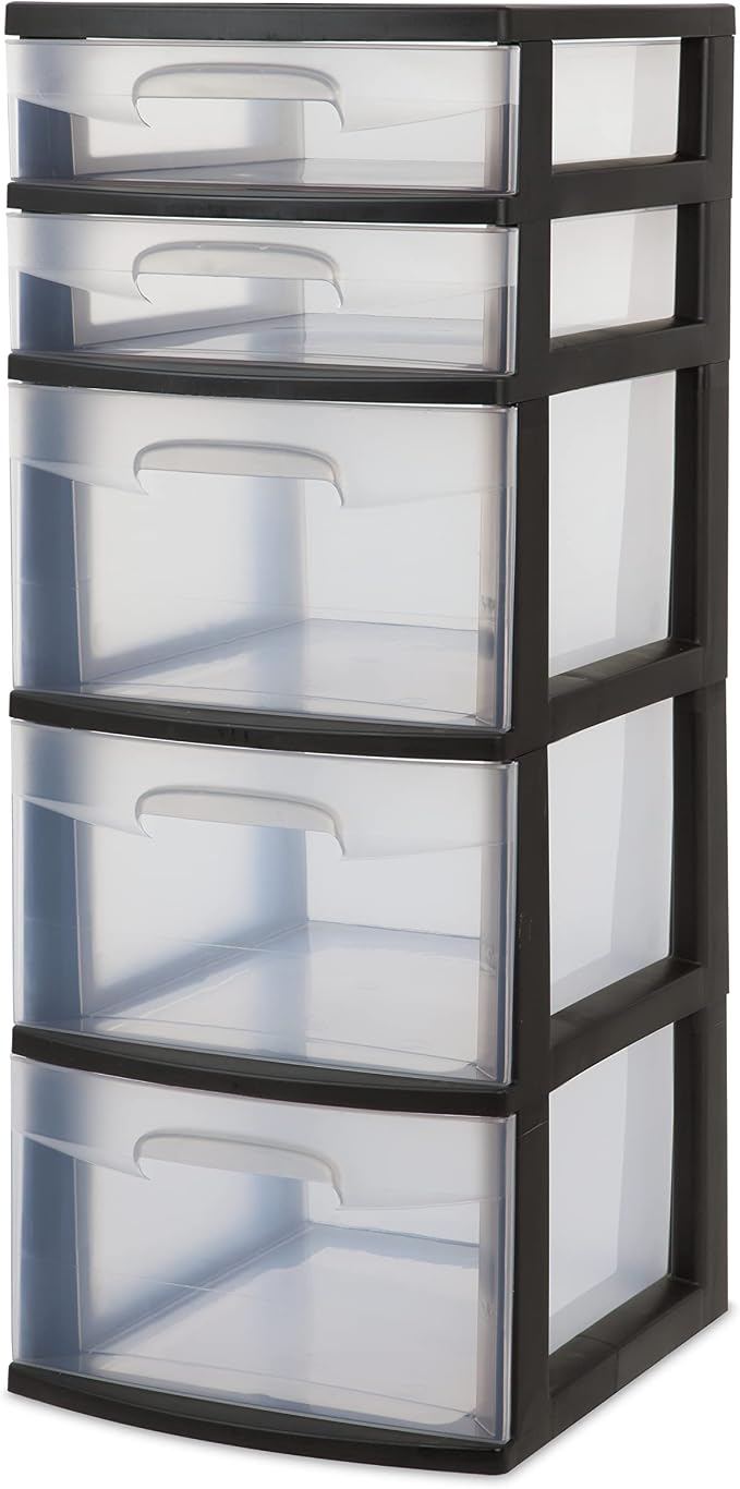 5-Tier Storage Drawer, with Both Shallow and Deep Clear Plastic Storage - Image 5