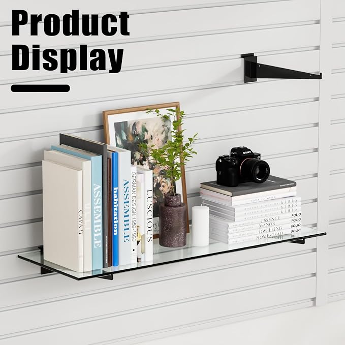 10" Black Slat Wall Shelf Brackets, Floating Metal Slat Wall Accessories - Image 5