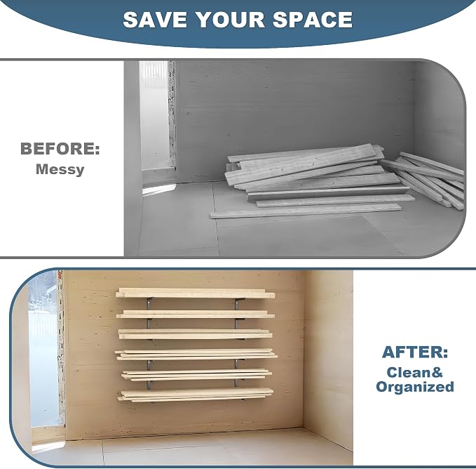 Ultrawall Lumber Storage Rack Wall Mount Wood Storage Racks, Metal Wood - Image 6