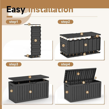 DRATO 85 Gallon Outdoor Deck Box, Weather-Resistant Resin Patio Storage Box - Image 7