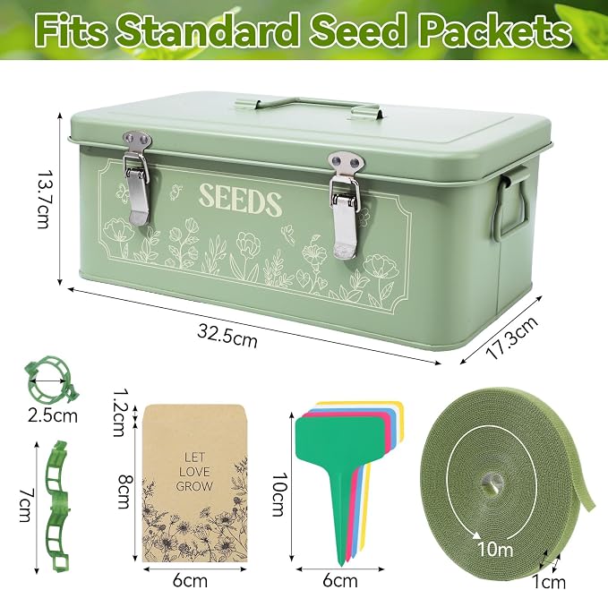 Pimoys Seed Storage Organizer, Metal Seed Saving Box - Image 2