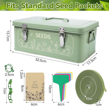 Pimoys Seed Storage Organizer, Metal Seed Saving Box - Image 2