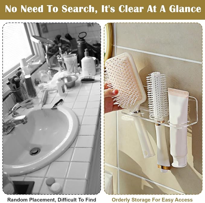 Bathroom Hair Brush Holder Wall Mounted Hair Brush Organizer - Image 5