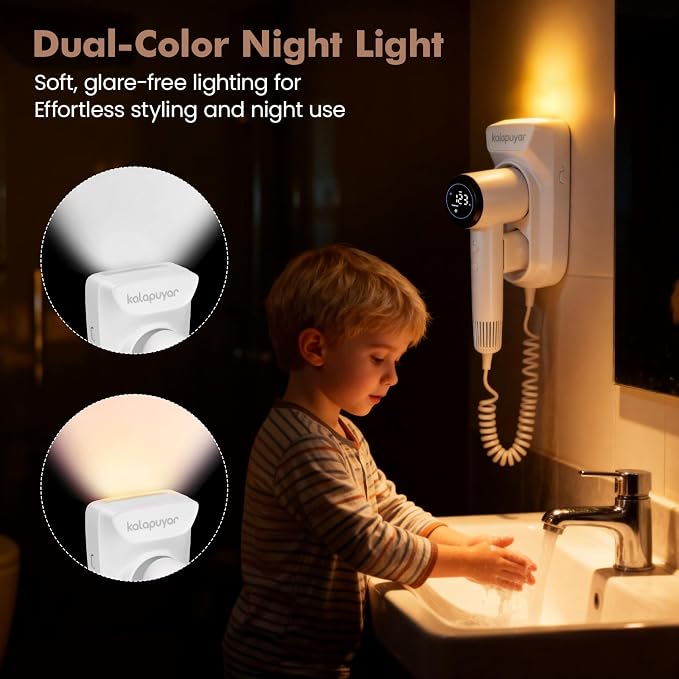 2025 Wall-Mount Hair Dryer 4 Heat 2 Speed Settings High-Speed 1600W Bathroom - Image 7