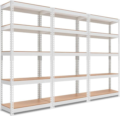 HOMEDANT 5 Tier Laminated White Boltless Metal Shelving Unit Adjustable Garage by TheBestOrganizingSolution