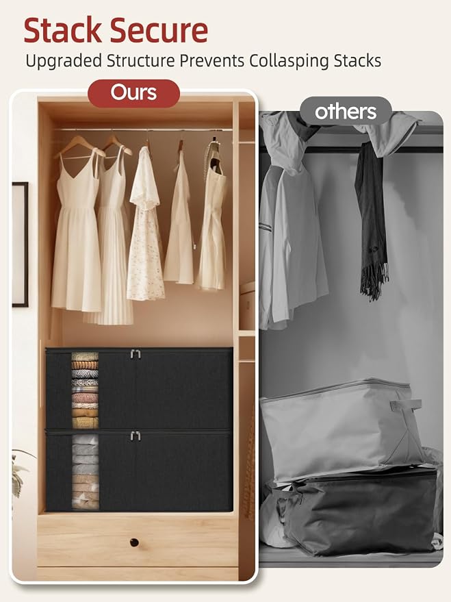 90L King Size Comforter Storage Bag w/Rigid Panels, Large Blanket Organizer - Image 6