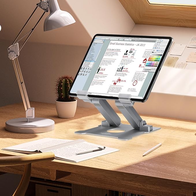 KABCON Quality Tablet Stand, Adjustable Foldable Eye-Level Aluminum Solid Up to - Image 3