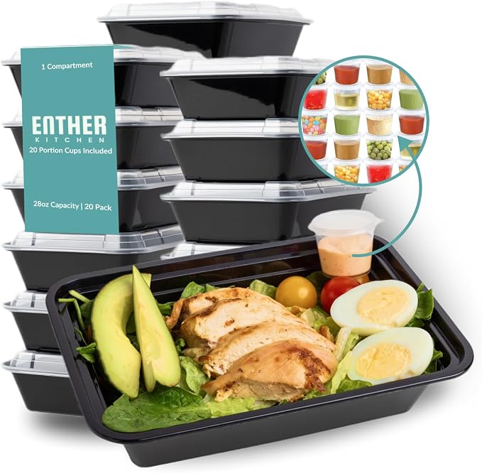 Enther Single 1 Compartment Meal Prep Containers by Enther