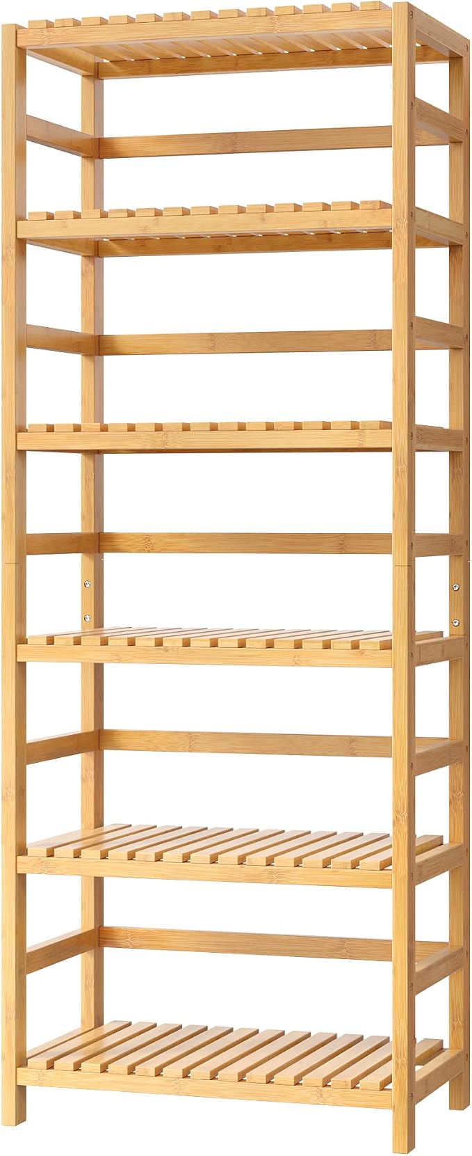 FOTOSOK 6-Tier Bamboo Shelf, Bamboo Bookcase - Image 9