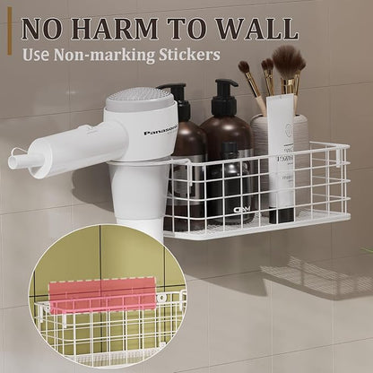 Wall-Mounted Hair Dryer Holder Styling Tool Organizer 4-Shelf Storage Wire - Image 4