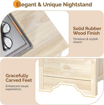 VINGLI Unfinished Solid Wood Nightstand - Image 5