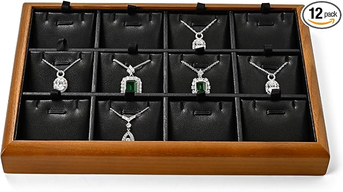 Oirlv Solid Wood 12 Grid Liner Pendant Jewelry Organizer Tray Jewelry Drawer by Oirlv