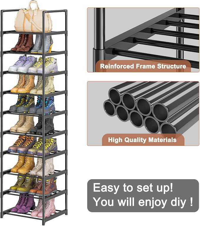 OYREL Shoe Rack, Upgrade Plus Narrow 10 Tier Shoes Organizer - Image 4