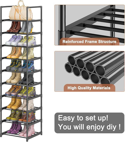 OYREL Shoe Rack, Upgrade Plus Narrow 10 Tier Shoes Organizer - Image 4