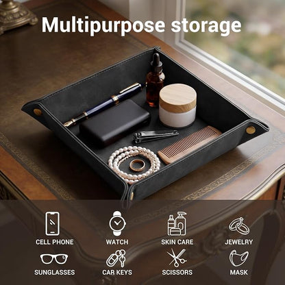 CoBak Leather Valet Tray, Premium PU Leather Catch-All Tray - Image 5