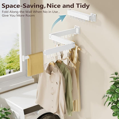 JAUREE Clothes Drying Rack Wall Mounted, Space-Saving Drying Rack Clothing - Image 2