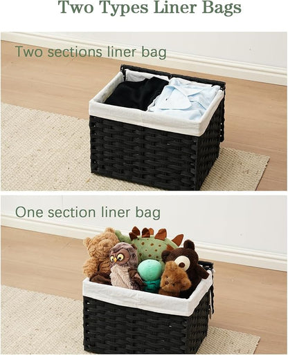 SETVSON Storage Basket with Lid, 2-Lid PE Rattan Storage Bin, 2 Separate Lids - Image 6