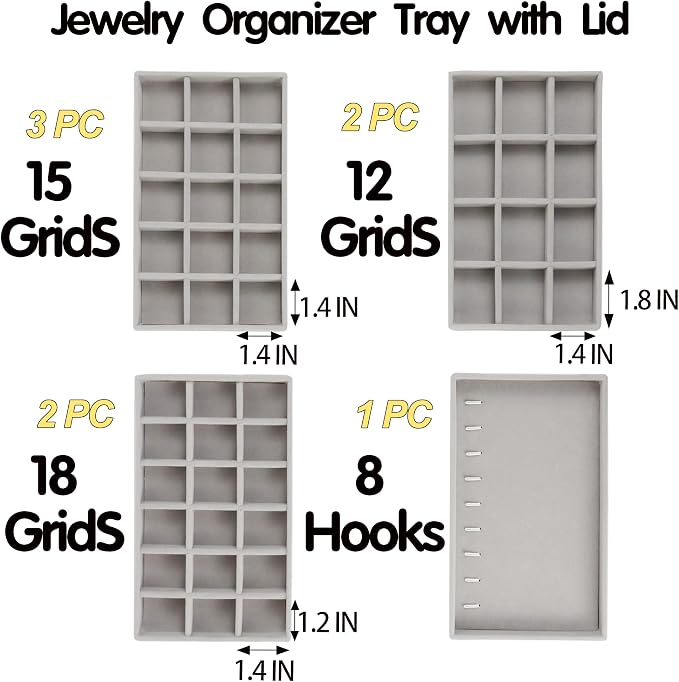 Set of 8 Stackable Jewelry Organizer Trays - Image 2