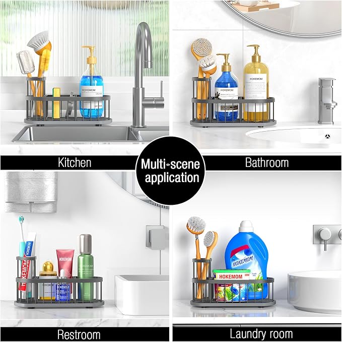 Kitchen Sink Organizer with Sponge Holder & Brush Holder - Image 6