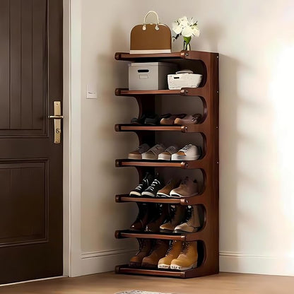 7-Tier Vertical Shoe Rack, Bamboo Free Standing Shoe Rack Shelf, Shoe Storage - Image 7