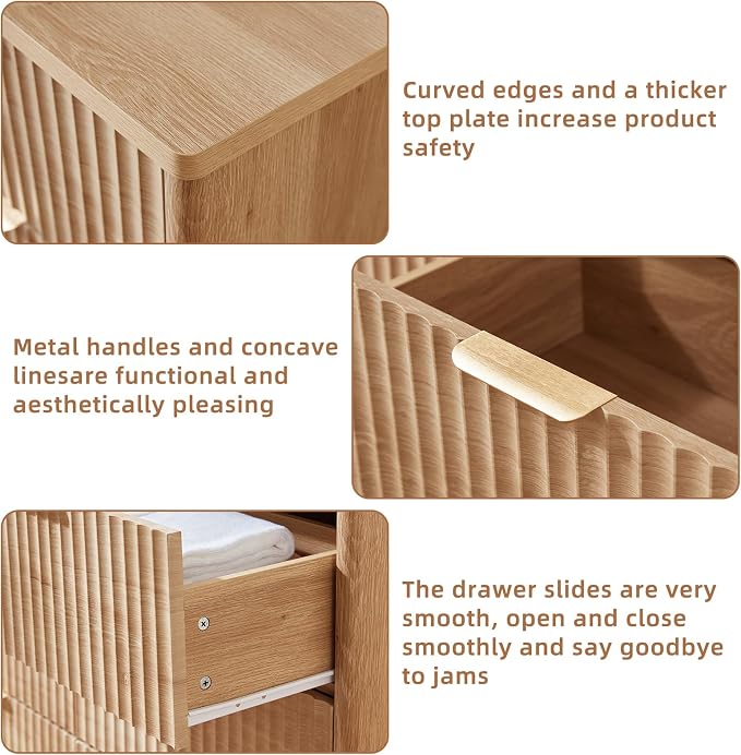 LEYAOYAO Fluted 6 Drawers Dresser, Curved Profile Design, Dresser TV Stand - Image 6