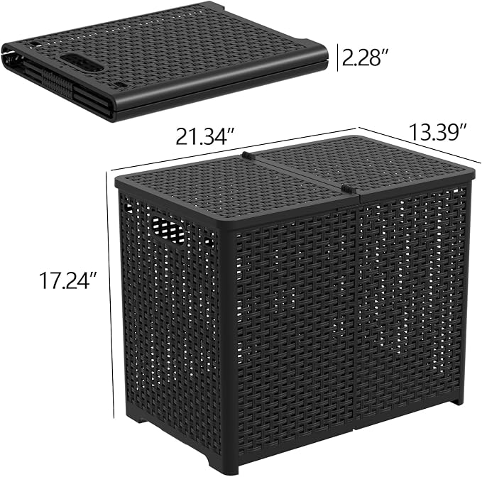 Asking 80L Collapsible 2 Section Divided Clothe Hamper, Double Laundry Hamper - Image 2