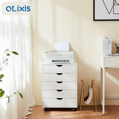 OLIXIS 5 Drawer File Cabinet on Wheels, Printer Stand | Fits Under Desks - Image 2