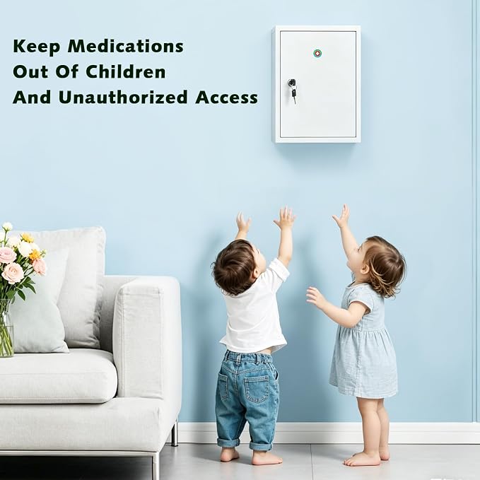 KYODOLED Wall Mount Locking Medicine Cabinet, Large Capacity First Aid Cabinet - Image 5