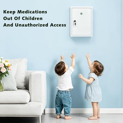 KYODOLED Wall Mount Locking Medicine Cabinet, Large Capacity First Aid Cabinet - Image 5