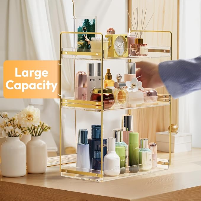 Bathroom Countertop Organizer, 3 Tier Acrylic Tray Vanity Counter Skincare - Image 5