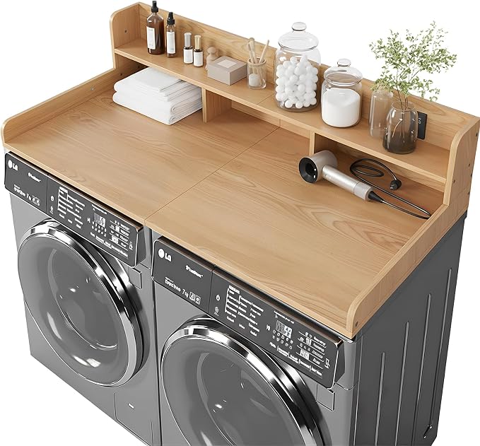 Washer Dryer Countertop with Shelf, 2-Tier Laundry Countertop Over Washer and by HMAZAE