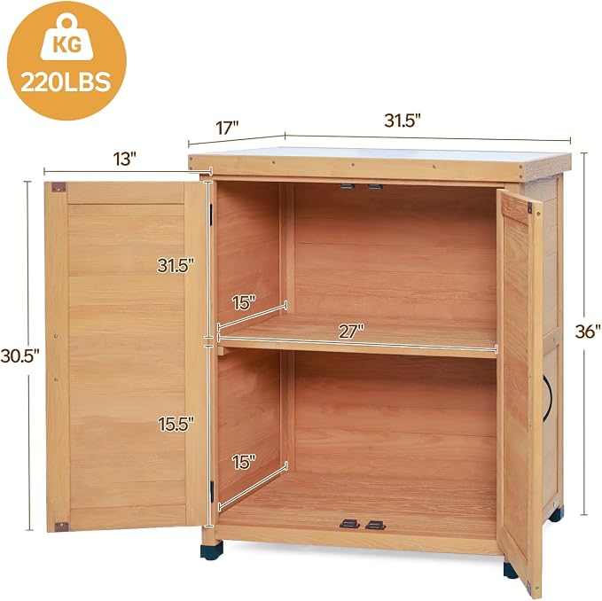 31" Weatherproof Small Storage Cabinet, Storage Cabinets - Image 3