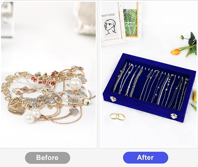 Jenseits Jewelry Display Box For Necklace Organizer, Velvet Necklace Storage - Image 4