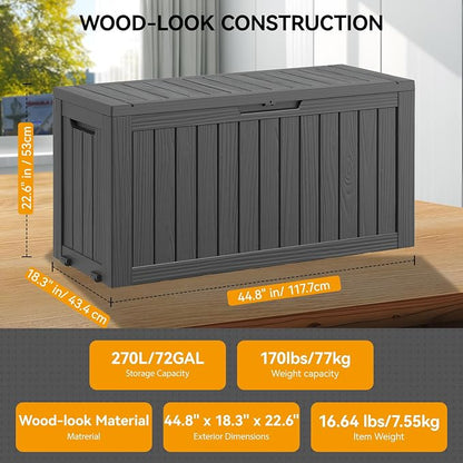 Outdoor Storage Box, Resin Deck Boxes Outdoor Waterproof - Image 2