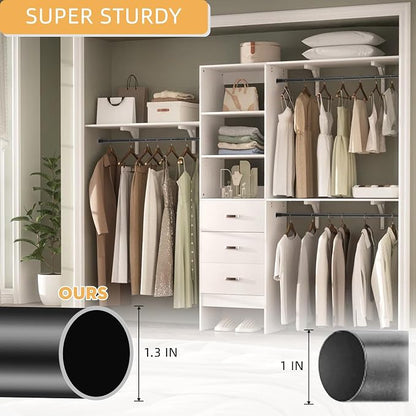 Closet Rods for Hanging Clothes, 1.3 Inch Diameter Heavy Duty Closet Rod 17-28 - Image 2
