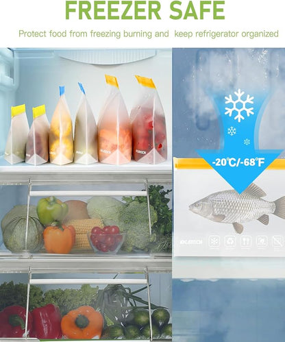 IDEATECH 24Pack Reusable Food Freezer Bags Dishwasher Safe, Leakproof Storage - Image 4