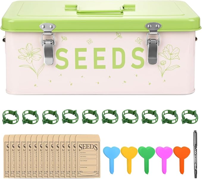 Seed Storage Organizer Box – Large Metal Seed Box by Providemorechoicesforyour