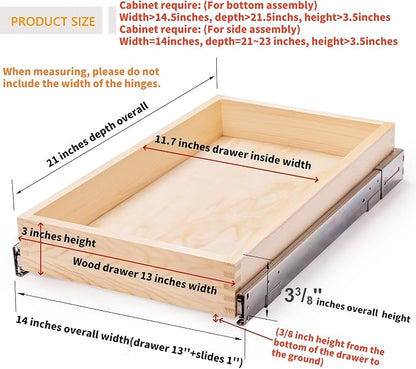 13”W x 21”D x 3”H Soft Close Slide Out Wood Drawer Organizer - Image 3