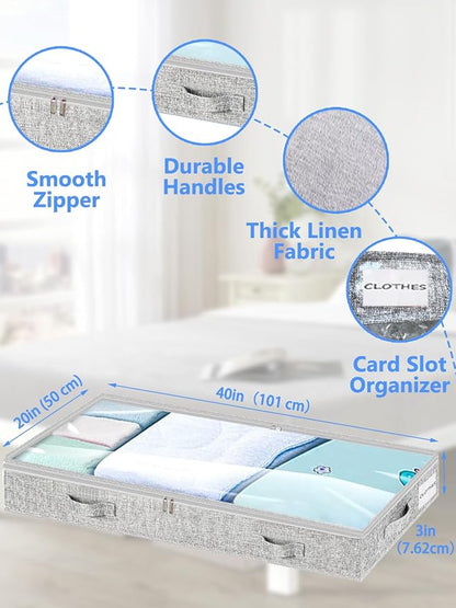 Low Profile Under Bed Storage, 3-Inch High Foldable Underbed Storage Bins - Image 7
