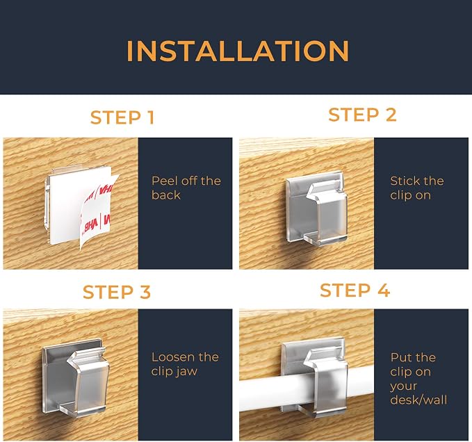 Cable Clips with Strong Self-Adhesive, XIAOXI R Shape Cable Management TV PC - Image 3