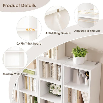 FOTOSOK 2 Pcs 71'' Tall Narrow Bookshelf, 8-Tier Media Tower Rack Set of 2 | CD - Image 6